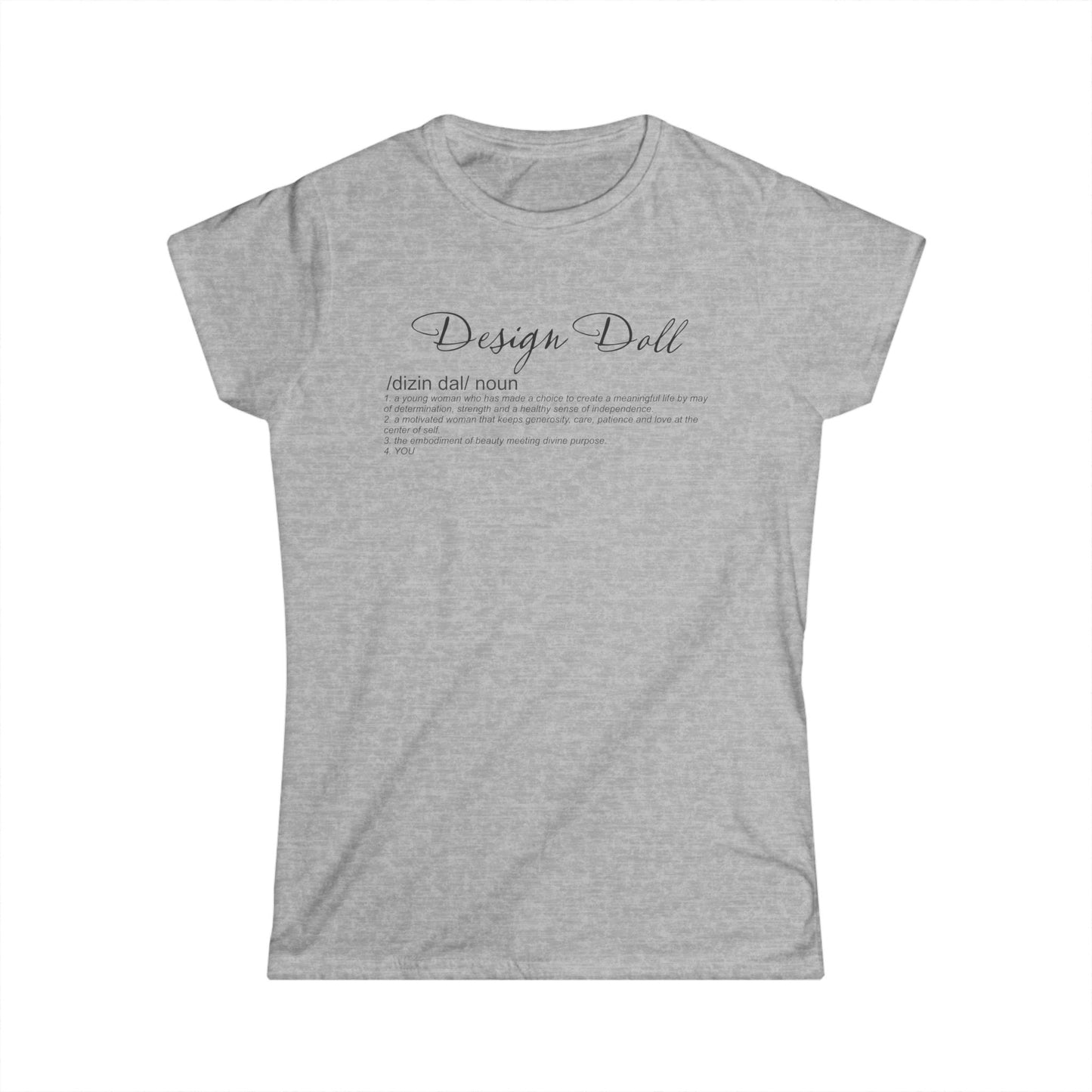 Stylish Women's Softstyle Tee - Design Doll, Casual Tee, Graphic Shirt, Gift for Her, Fashion Top, Everyday Wear