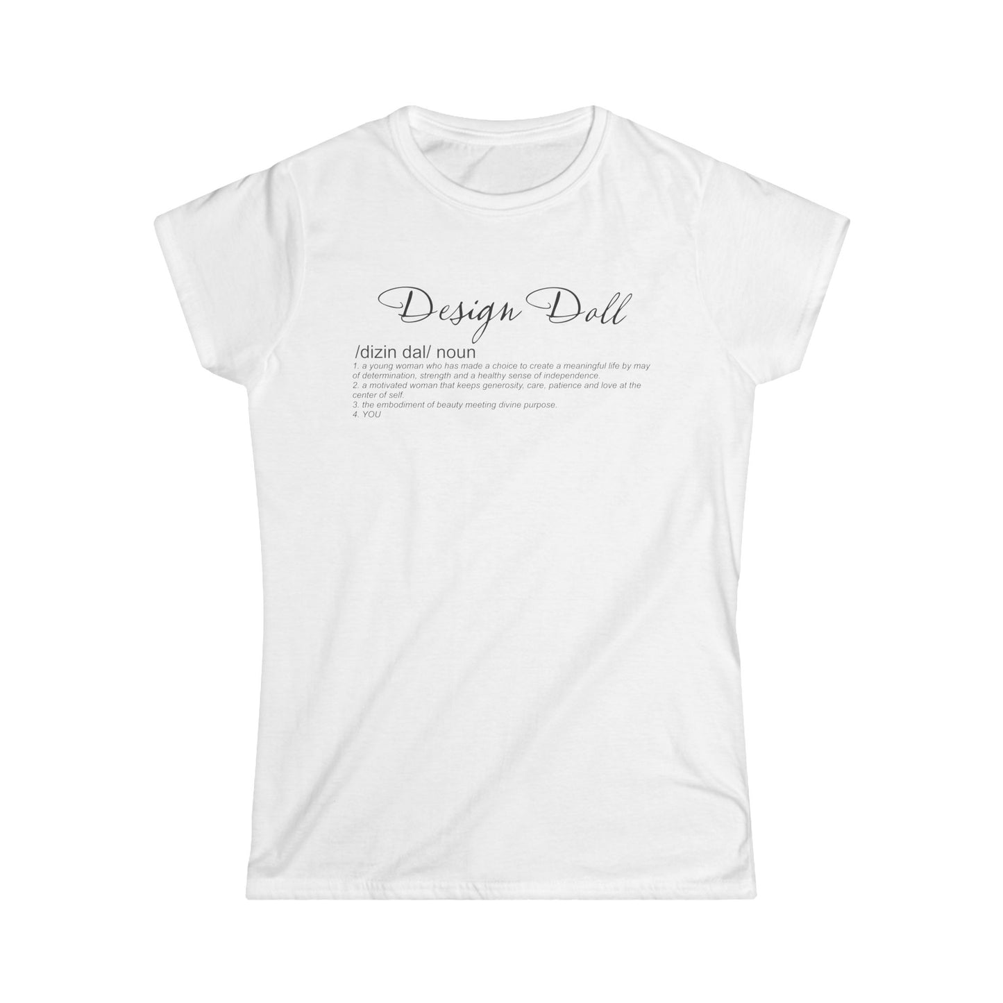 Stylish Women's Softstyle Tee - Design Doll, Casual Tee, Graphic Shirt, Gift for Her, Fashion Top, Everyday Wear