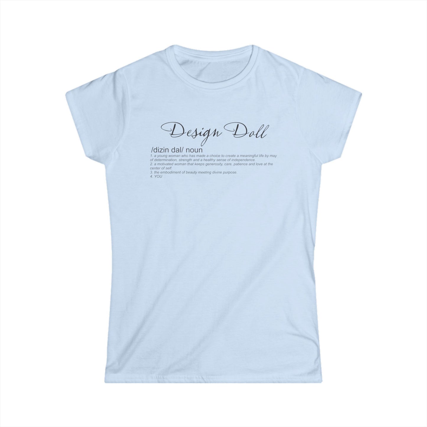 Stylish Women's Softstyle Tee - Design Doll, Casual Tee, Graphic Shirt, Gift for Her, Fashion Top, Everyday Wear