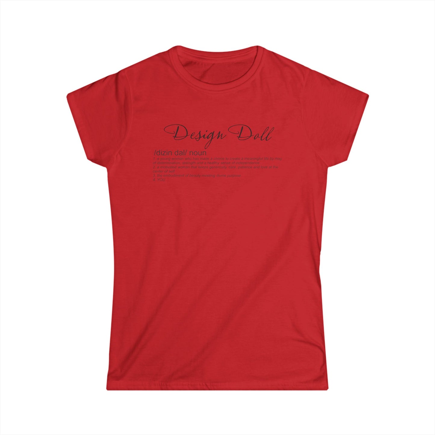 Stylish Women's Softstyle Tee - Design Doll, Casual Tee, Graphic Shirt, Gift for Her, Fashion Top, Everyday Wear